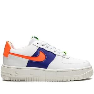 Nike AIR FORCE 1 White Sneakers with Orange and Blue Accents 9.5